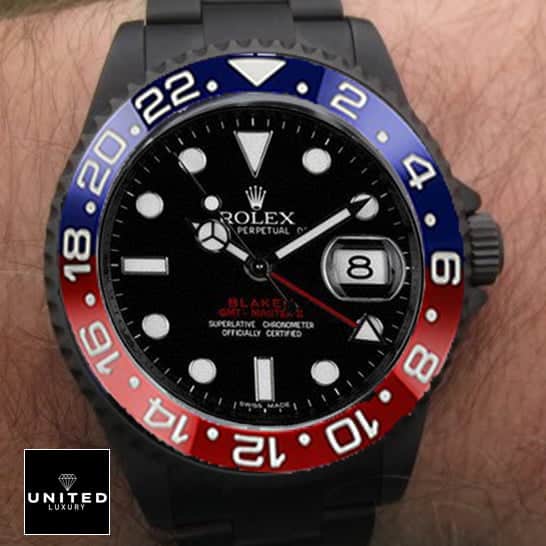 Rolex Pepsi Black 126710BLRO-0001 Replica on his arm