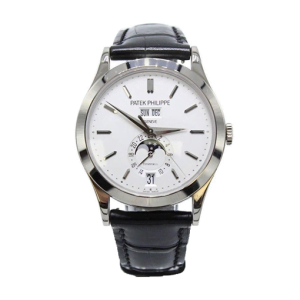 patek-philippe-complications-white-dial-black-leather-replica-watch