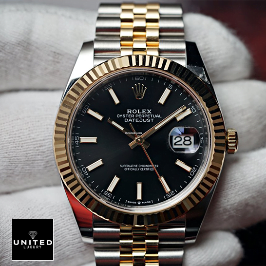 Rolex 126333 Datejust Black Dial Jubilee Replica on the hand