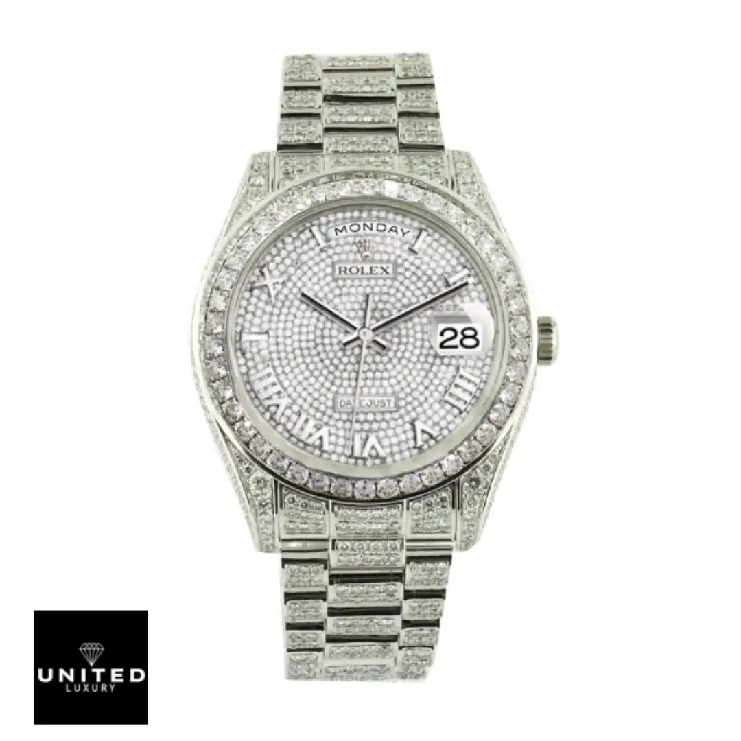 Rolex : Datejust Iced Out Roman Replica with white background
